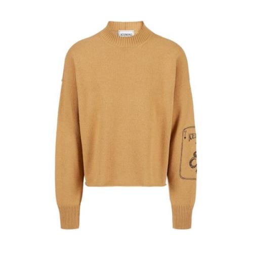 Geborduurde Logo Crew-neck Sweater Iceberg , Brown , Heren