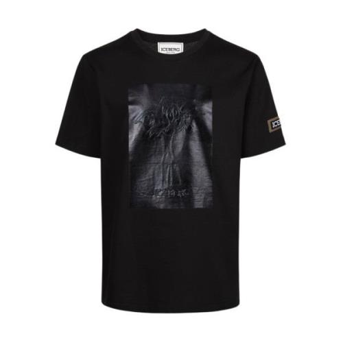 Tom Geborduurd T-shirt Iceberg , Black , Heren