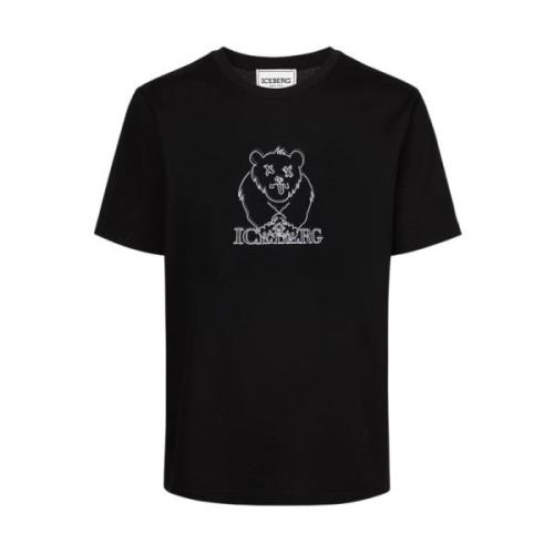 T-shirt met beerprint Iceberg , Black , Heren