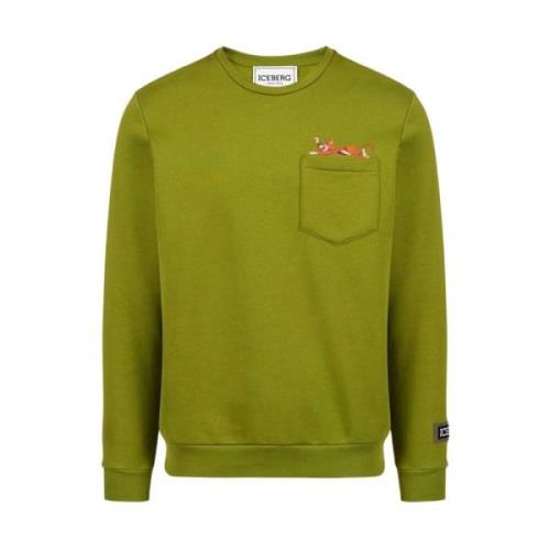 Yogi Print Crew-neck Sweatshirt Iceberg , Green , Heren