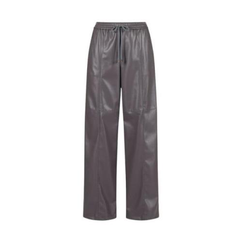 Eco-Leren Joggers met Gestikte Details Iceberg , Gray , Dames