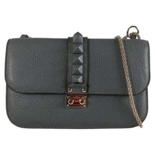 Pre-owned Leather shoulder-bags Valentino Vintage , Gray , Dames