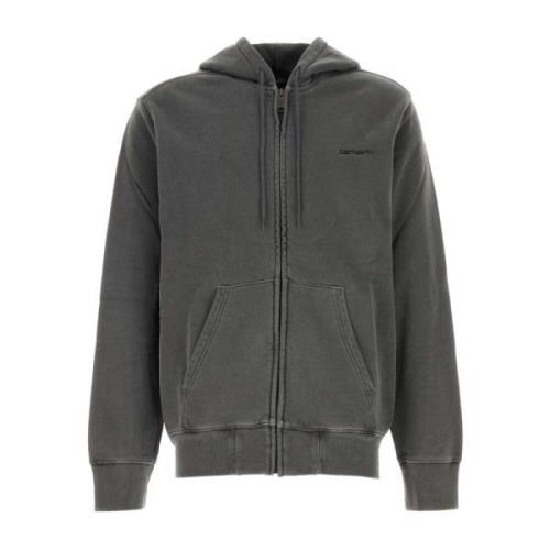 Donkergrijze Hooded Duster Script Jas Carhartt Wip , Gray , Heren