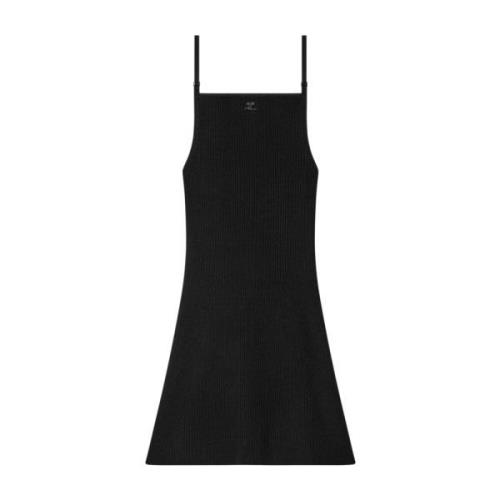 Zwarte Geribbelde Viscose Jurk Courrèges , Black , Dames