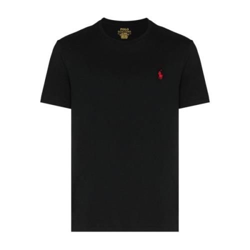 Zwarte Katoenen T-shirt met Rood Logo Polo Ralph Lauren , Black , Here...