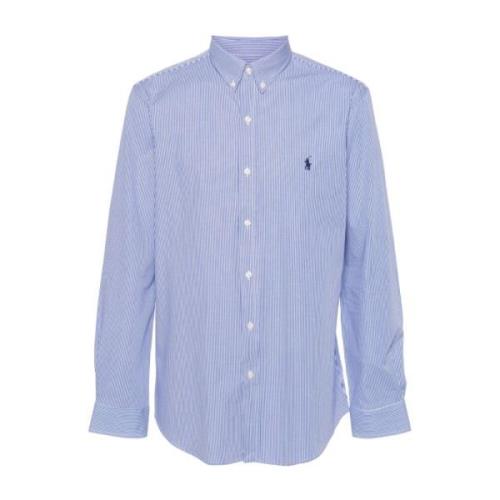 Lichtblauw Katoenen Shirt met Logo Polo Ralph Lauren , Blue , Heren