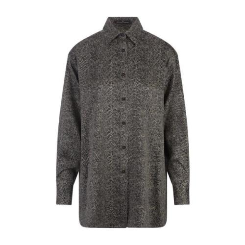 Zwart Zijden Herringbone Oversized Shirt Ermanno Scervino , Black , Da...