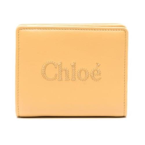 Geborduurde Bi-Fold Portemonnee Chloé , Beige , Dames