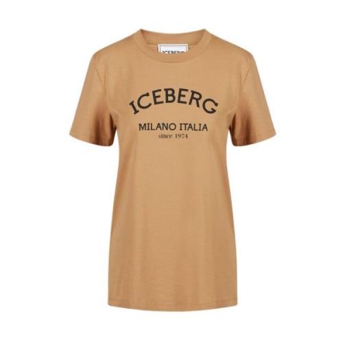 Katoenen Jersey T-shirt Regular Fit Iceberg , Brown , Dames