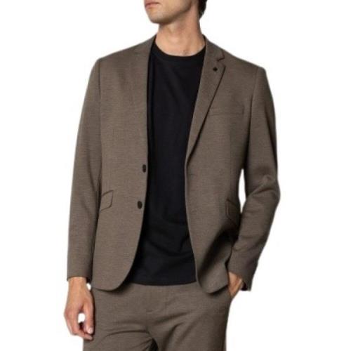 Stretchy Jersey Blazer Clean Cut , Brown , Heren