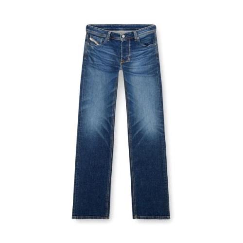 Donkerblauwe Straight Leg Jeans Diesel , Blue , Heren