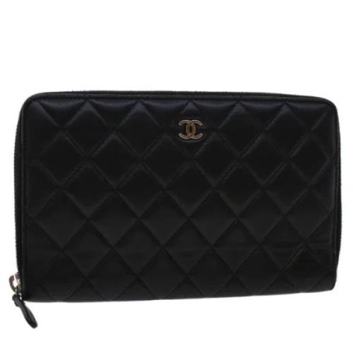 Pre-owned Leather wallets Chanel Vintage , Black , Dames