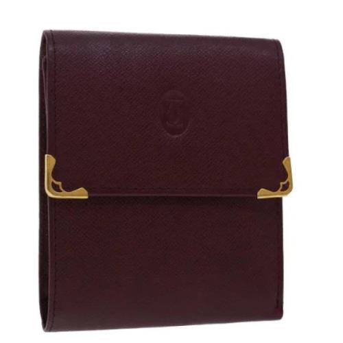 Pre-owned Leather wallets Cartier Vintage , Red , Dames