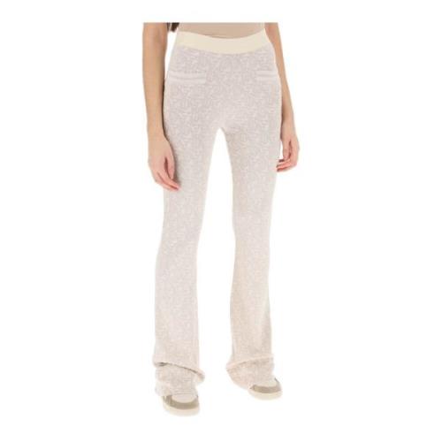 Monogram Lurex Gebreide Flared Broek Palm Angels , Beige , Dames