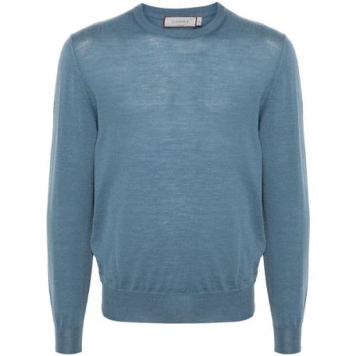 Merino Wool Crew Neck Sweater Canali , Blue , Heren