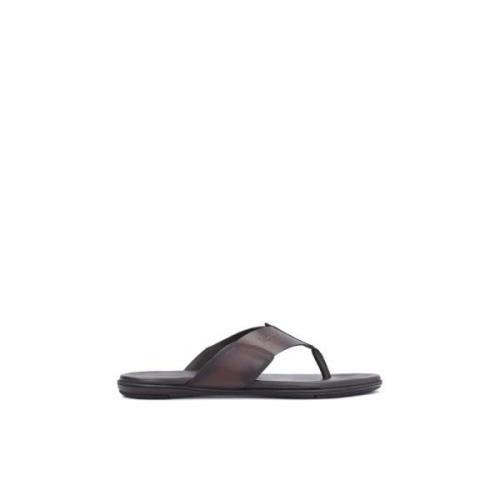 Bruin Leren Flip-Flops voor Mannen Kazar , Brown , Heren