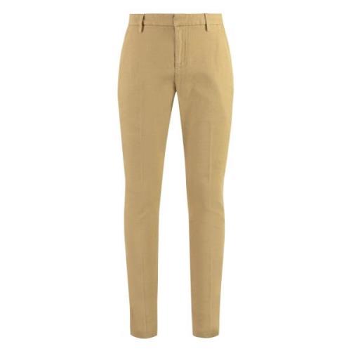 Katoenen Chino Broeken met Oprolbare Manchetten Dondup , Brown , Heren