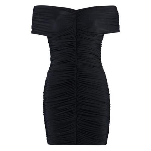 Gedrapeerde V-Hals Jurk Andamane , Black , Dames