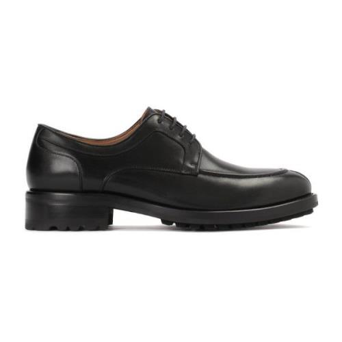 Zwarte leren derby schoenen met unieke draden Kazar , Black , Heren