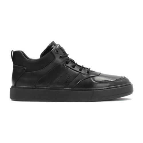 Zwarte Leren Sneakers Urban Stijl Kazar , Black , Heren