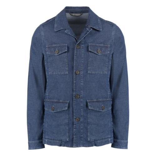 Denimjack met verstelbare tailleband Canali , Blue , Heren