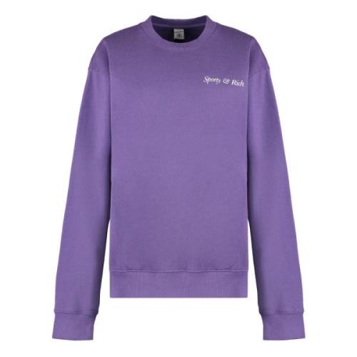 Katoenen Crew-Neck Sweatshirt Geribbelde Randen Sporty & Rich , Purple...