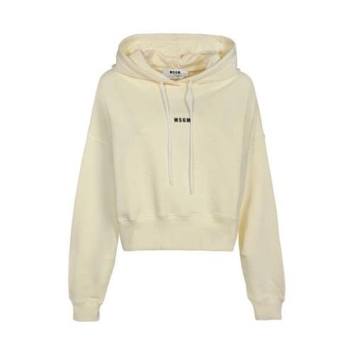 Katoenen hoodie met logo print Msgm , Beige , Dames