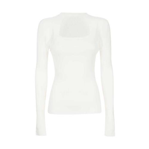 Gebreide viscose-blend top met uitsnijdingen Dondup , White , Dames