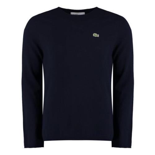 Lacoste Wollen Trui met Logo Patch Comme des Garçons , Blue , Heren