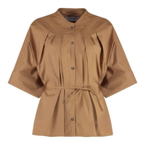 Oversize Katoenen Blouse Yves Salomon , Brown , Dames