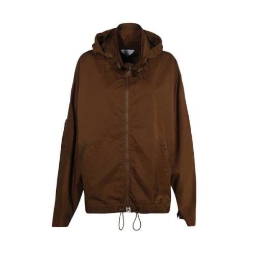 Nylon Hoodie Jas met Ritszakken Bottega Veneta , Brown , Heren