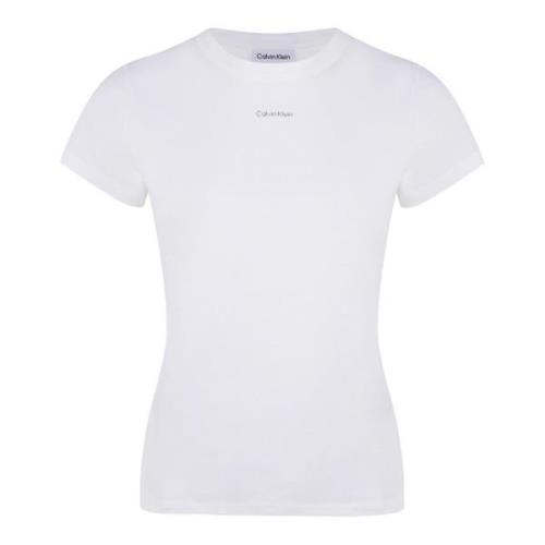 Logo Print Katoenen T-Shirt Calvin Klein , White , Dames