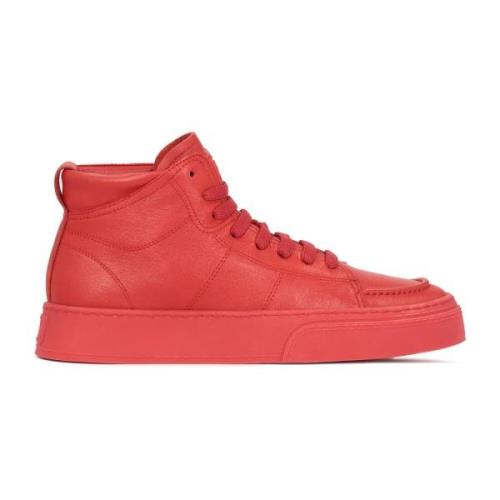 Rode Leren High-Top Sneakers Kazar , Red , Heren