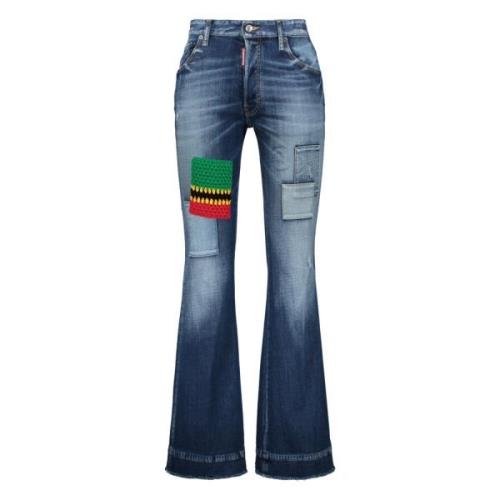 Boot-cut jeans met contrasterende inzetstukken Dsquared2 , Blue , Here...