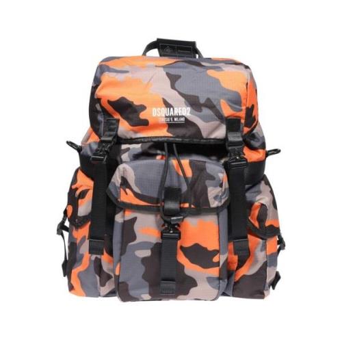 Camouflage Nylon Rugzak Dsquared2 , Multicolor , Heren