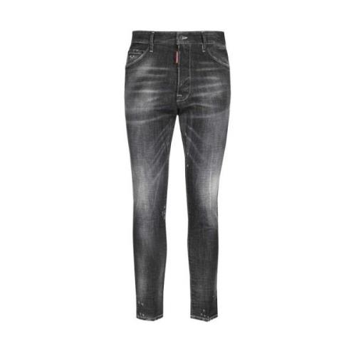 Stretchkatoenen jeans met gewassen effect Dsquared2 , Gray , Heren