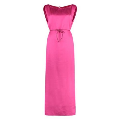 Viscose jurk met striknek en riem Yves Salomon , Pink , Dames