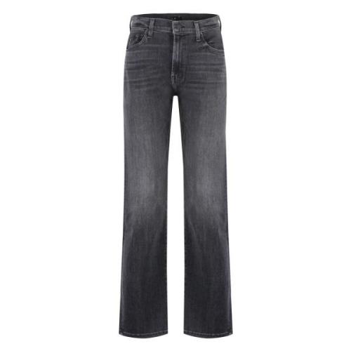 Zip Enkel Jeans met Gegraveerd Logo Mother , Gray , Dames