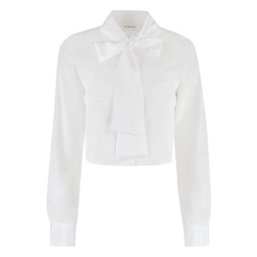 Crêpe Blouse met Vetersluiting Kraag P.a.r.o.s.h. , White , Dames