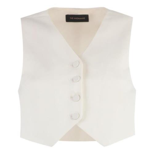 Korte Single-breasted Vest Andamane , Beige , Dames