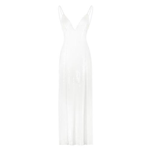 Paillet Diepe V-Hals Jurk Khaite , White , Dames