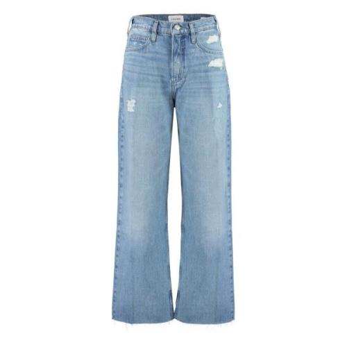 Versleten Wide Leg Jeans Frame , Blue , Dames