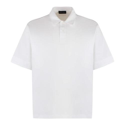 Katoenen poloshirt met zijsplitten Roberto Collina , White , Heren