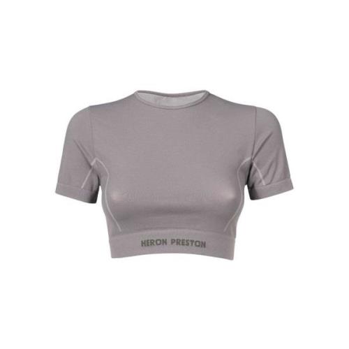 Geribbelde Crop Top Heron Preston , Gray , Dames