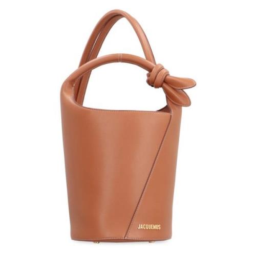 Mini bucket tas met drukknoopsluiting Jacquemus , Brown , Dames