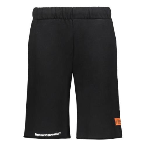 Logo Print Katoenen Shorts Heron Preston , Black , Dames