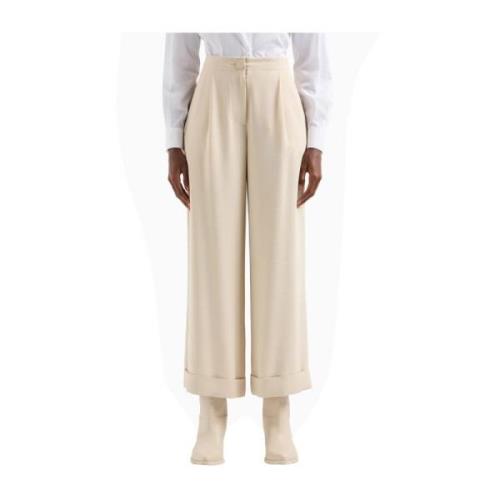 Wijde Pijp Ivoor Broek Emporio Armani , Beige , Dames