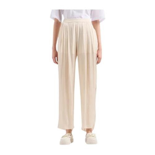 Glanzend Beige Rechte Pijp Broek Emporio Armani , Beige , Dames