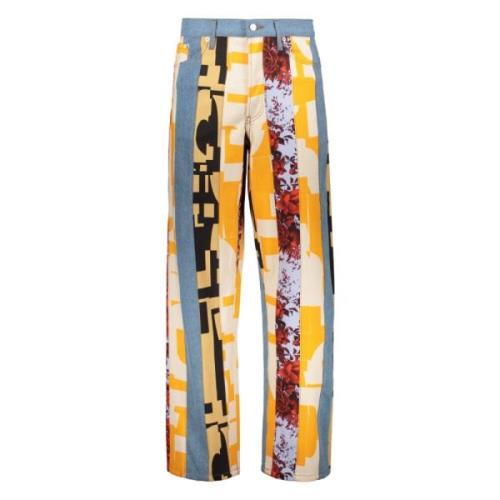 Contrast Inzet Jeans Dries Van Noten , Multicolor , Heren