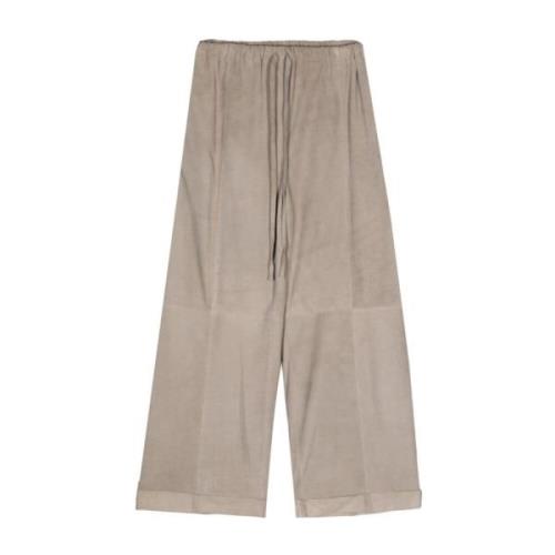 Grijze Suède Rechte Pijp Broek Alysi , Gray , Dames